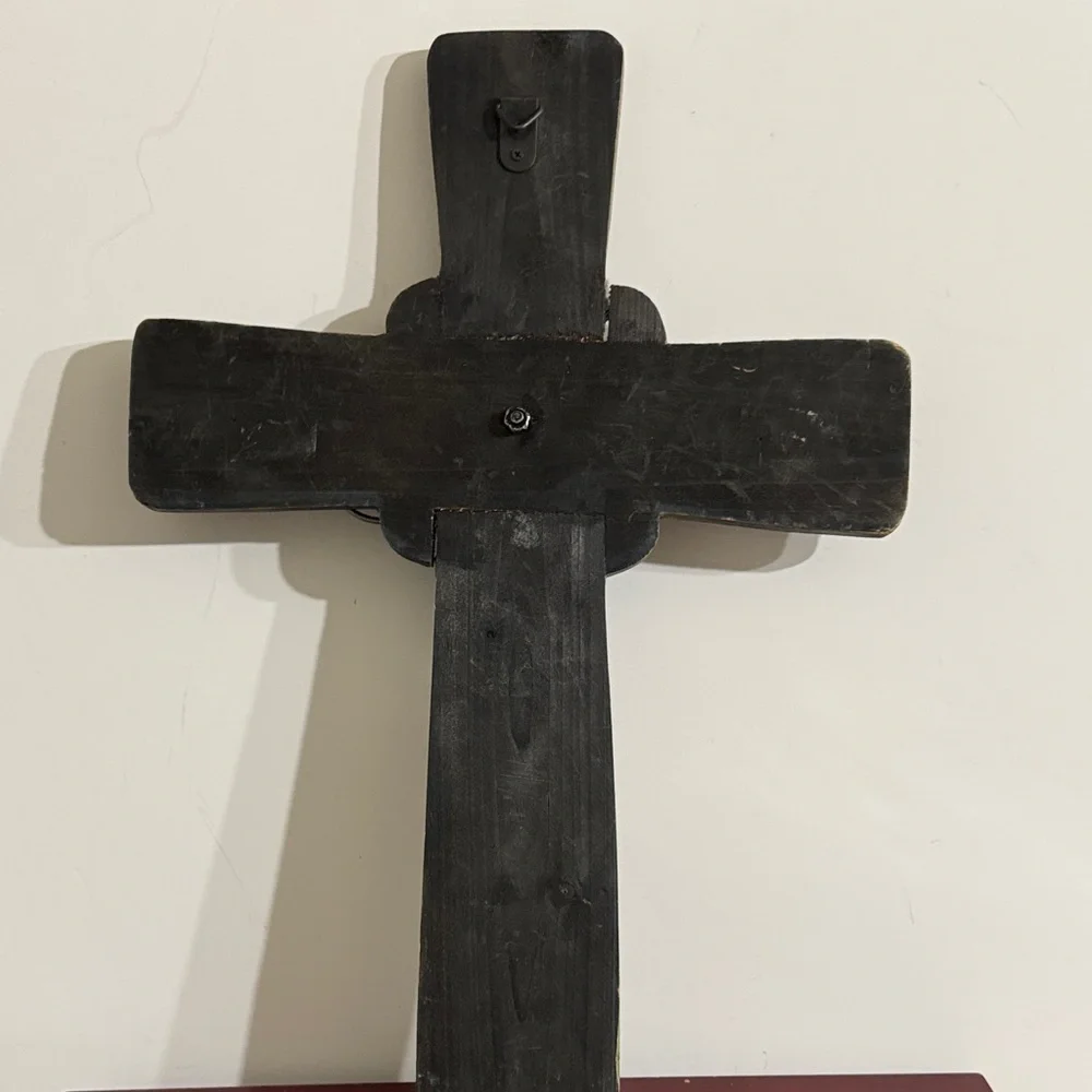 Decorative Wooden Cross with Metal Accent